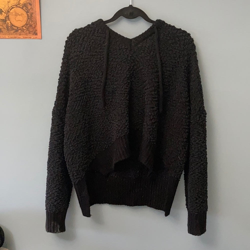 POL Oversized Black Plush Hoodie